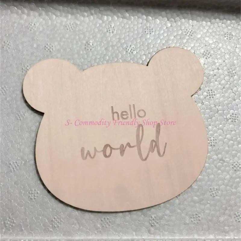 85AE Adorable Wooden Cartoon Bear Baby Photography Props Nordic Home Wall Decoration Hanging Ornament Board Crafts