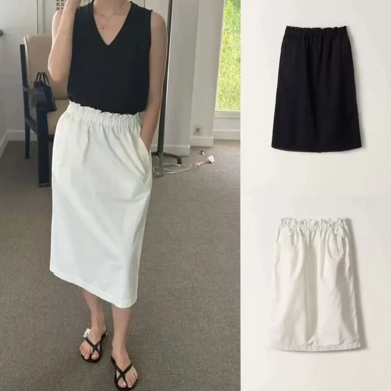 mat Pure Color Slim Fit Pleated Elastic Waist f Skirt Autumn 2025 Faion Ladies Casual Cotton Daily Wear