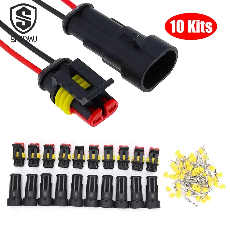 

10 шт./компл., 2-контактный герметичный водонепроницаемый разъем для электрического провода, автомобильный разъем для электрического провода, жгут проводов для грузовика, авто комплекты