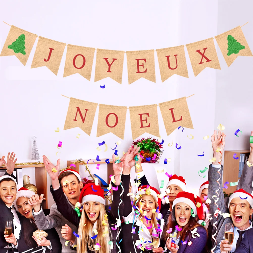 

Christmas Burlap Bunting Banner Hanging Decorative Party Supplies Festival Decoration Wall Window Tree Branches Outdoor
