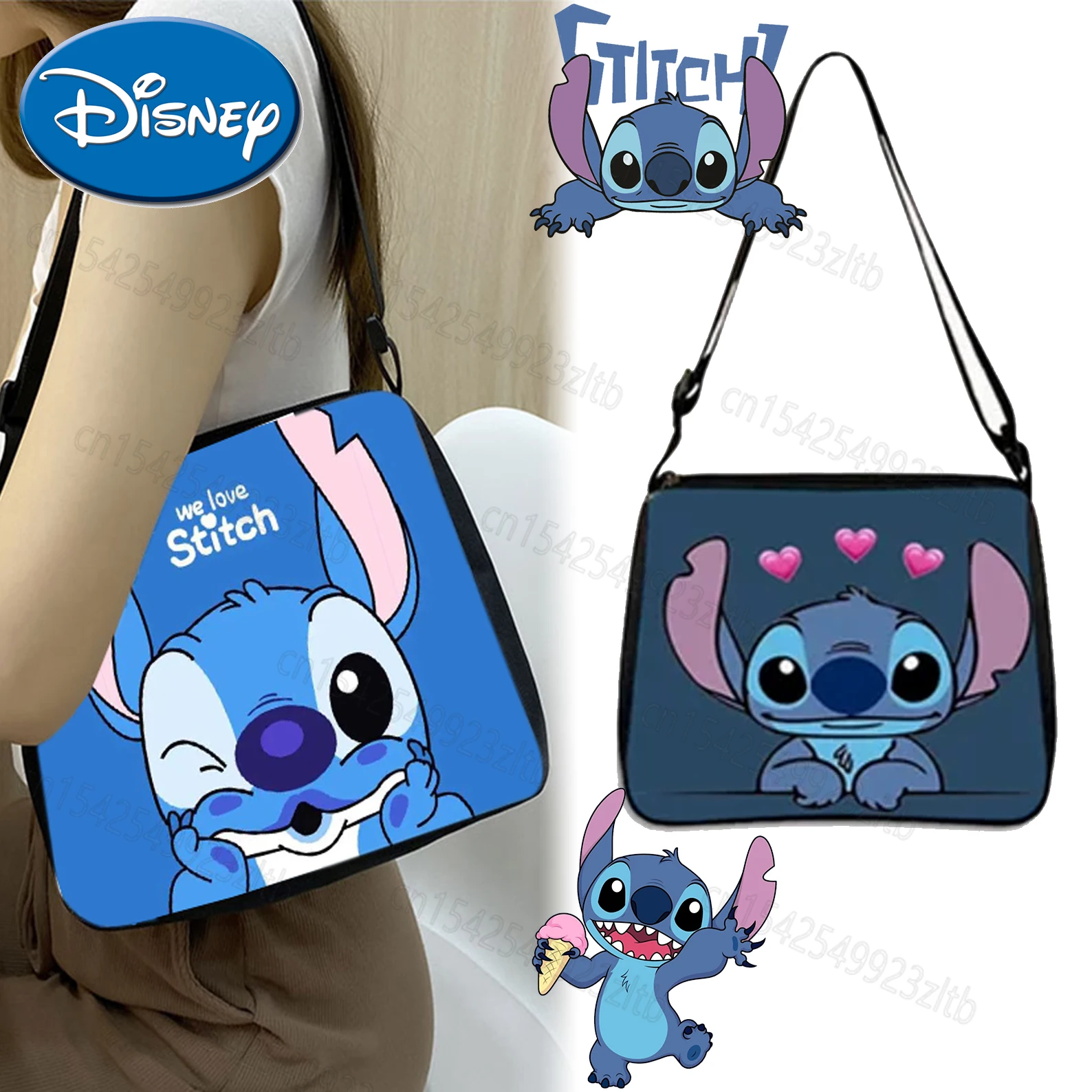 

Cute Disney Stitch Women Handbag Fashion Cartoon Movie Lilo&Stitch Print Underarm Bag Anime Stich Lady Tote Bag Kawaii 2024