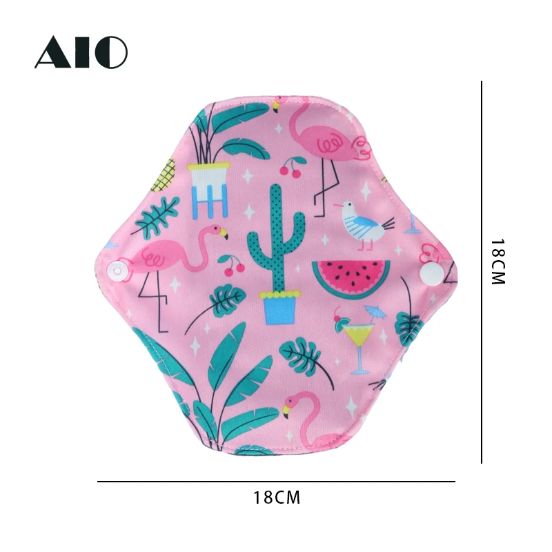 AIO 18*18cm Waterproof PUL Feminine Hygiene Panty Liner Polar Fleece Washable Sanitary Napkin Heavy Flow Reusable Menstrual Pad