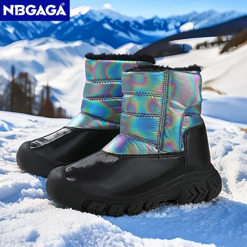 

Winter Snow Boots for Children Girls Warm Plush Lined Waterproof Kids Shoes Non-Slip Sole Outdoor Teenager Boys Boots