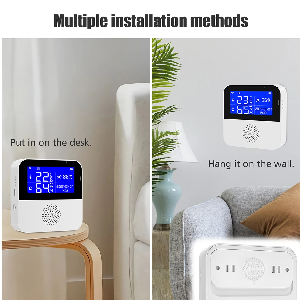 Tuya Smart Home WIFI Temperature Humidity Sensor Alarm Indoor Outdoor Hygrometer Mobile phone remote Support Alexa Google Home