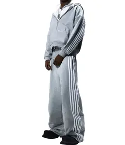 Streetwear HCW Striped Sports Two Piece Set Hip Hop