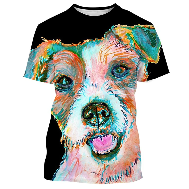 Funny Jack Russell Terrier T-shirts For Men Fashion Summer Crew Neck Cute Dog 3D Printed Womens T Shirts Casual Oversized Tees