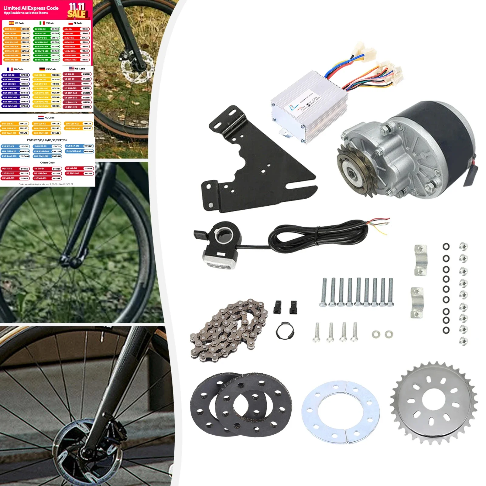 350W 36V Electric Bike Thumb Throttle Kit Electric Bike Conversion Kit With Chain Thumb Throttle Wheel 16 Inches to 28 Inches