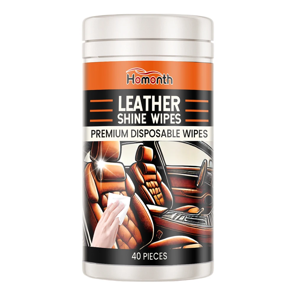 

40 шт. одноразовых салфеток для чистки салона автомобиля, салфетки для кожи, кондиционирующие салфетки, восстанавливающие полироли для пластика и кожи