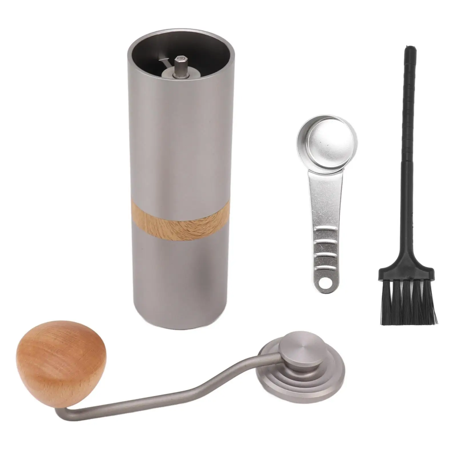 Portable Manual Coffee Grinder with Wooden Handle - Rust Resistant Stainless Steel Burrs for home & for travel