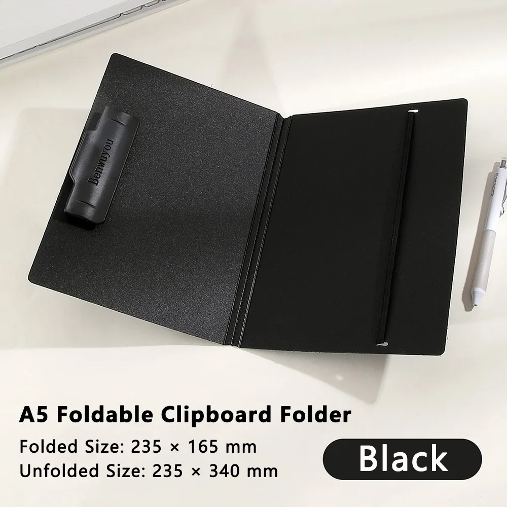 1pc Portable PP A5 Clipboard Folder Morandi Color with Elastic Strap File Folder Foldable Clipboard Students