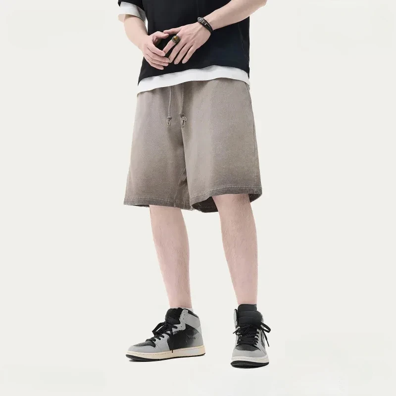 

DAVIDSHAO Высококачественная роскошная уличная одежда, размер ЕС, США, 380 г, хлопковые тяжелые летние винтажные рваные мужские шорты