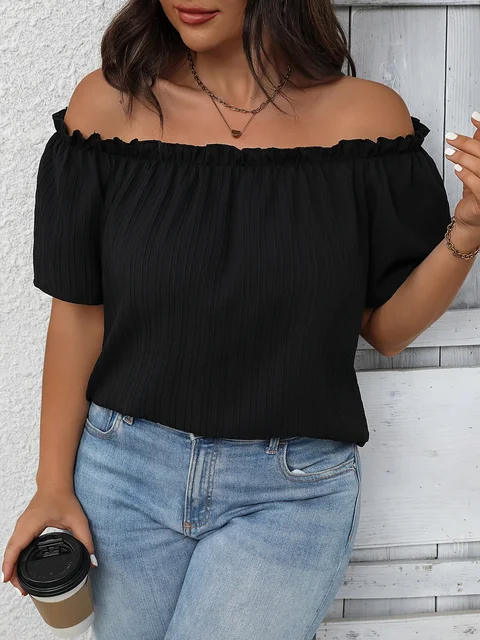 Plus rozmiar letnia damska elegancka koszula bez ramiączek moda codzienna jednolite topy biurowa odzież damska Curve
