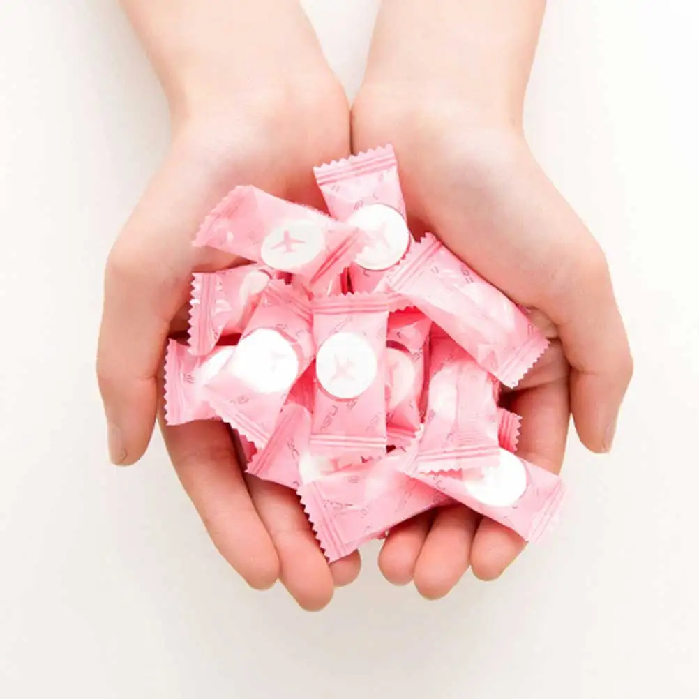 

50 pcs 20X20Cm Compressed Travel Towel Disposable Portable For Outdoor Sports Facial Cleansing Tablet Towels Pink