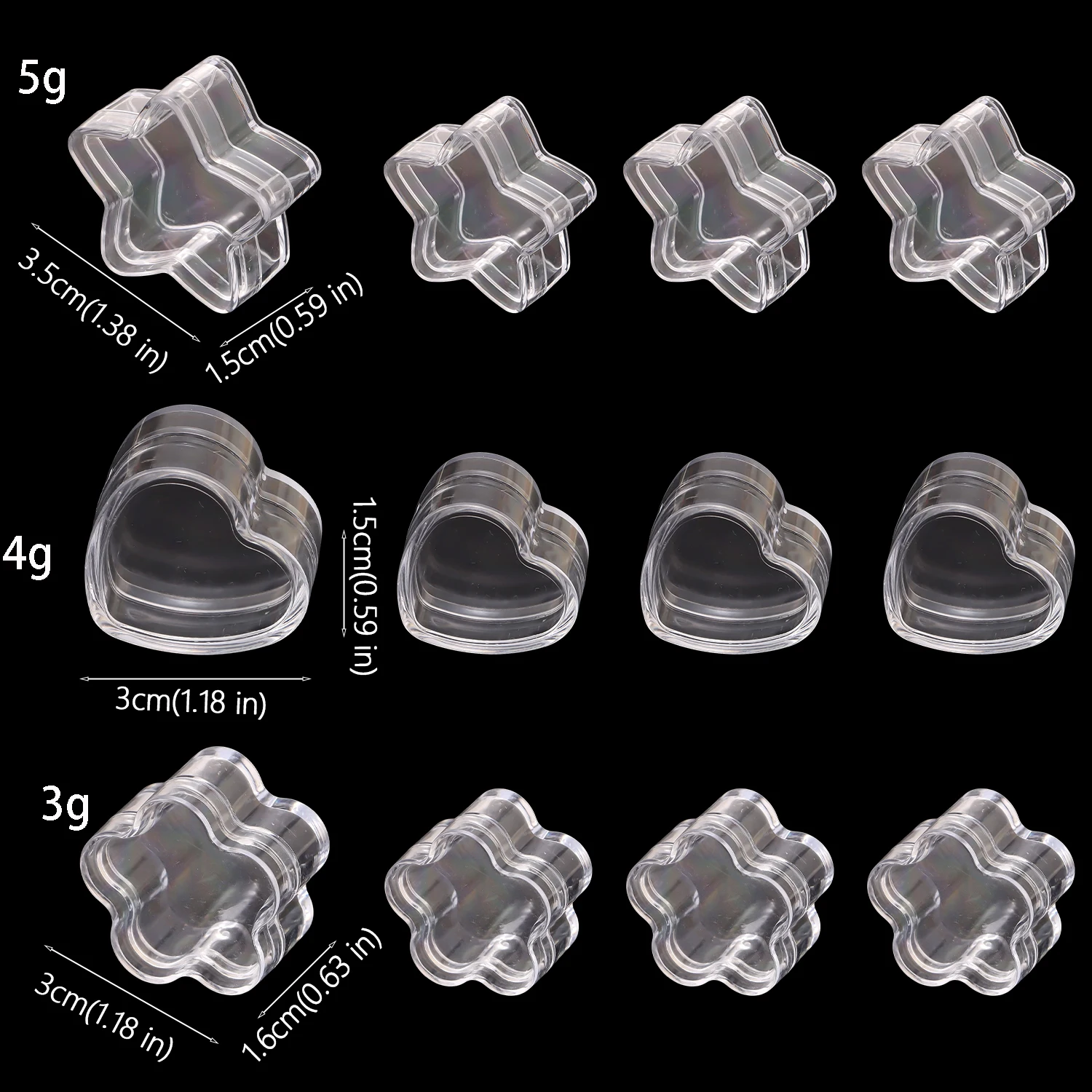 20 Pcs/Set of Three Transparent Plastic Jewelry Bead Storage Boxes, Small Bottom Container Cans, Cosmetics and Nail Art Storage