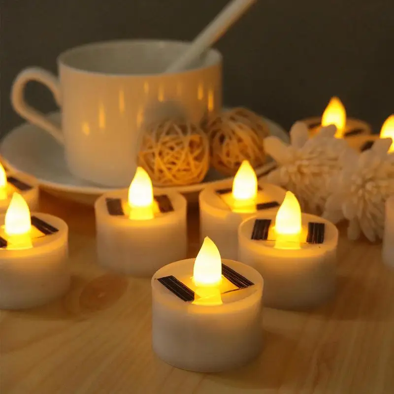 New Solar Power Flameless LED Tea Light Candle Light Power LED Flameless Electronic Tea Lights Lamp For Lantern Garden Home Deco