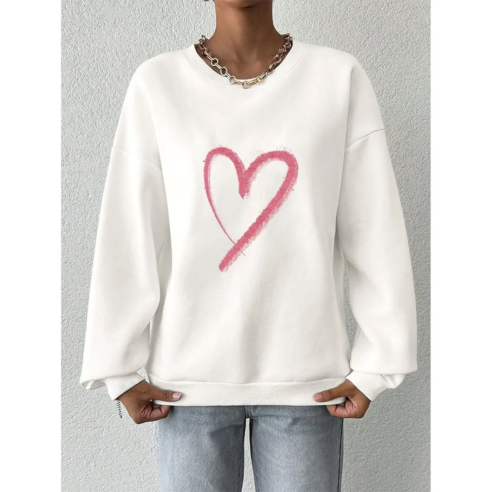Autumn Wear Round Neck Sweater Long Sleeve Polyester Fabric Regular Length Stylish Design Casual Long Sleeve Tops