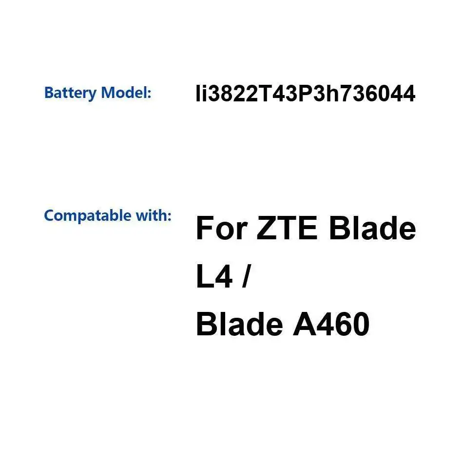 

Аккумулятор мобильного телефона с быстрой зарядкой Li3822t43p3h736044 для Zte Blade L4 A460 2200 мАч