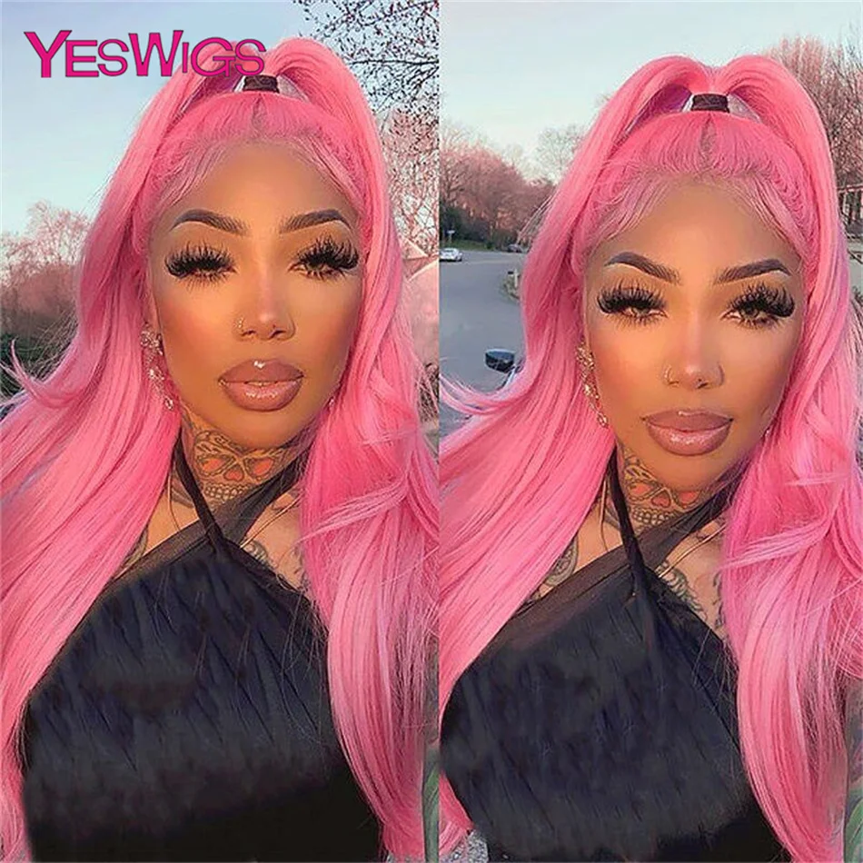 

100% натуральные вьетнамские парики из человеческих волос, светло-розовые, 13x4, без клея, HD-кружевной парик с фронтальной частью, цветные, идеально прямые, с предварительно выщипанной линией роста волос