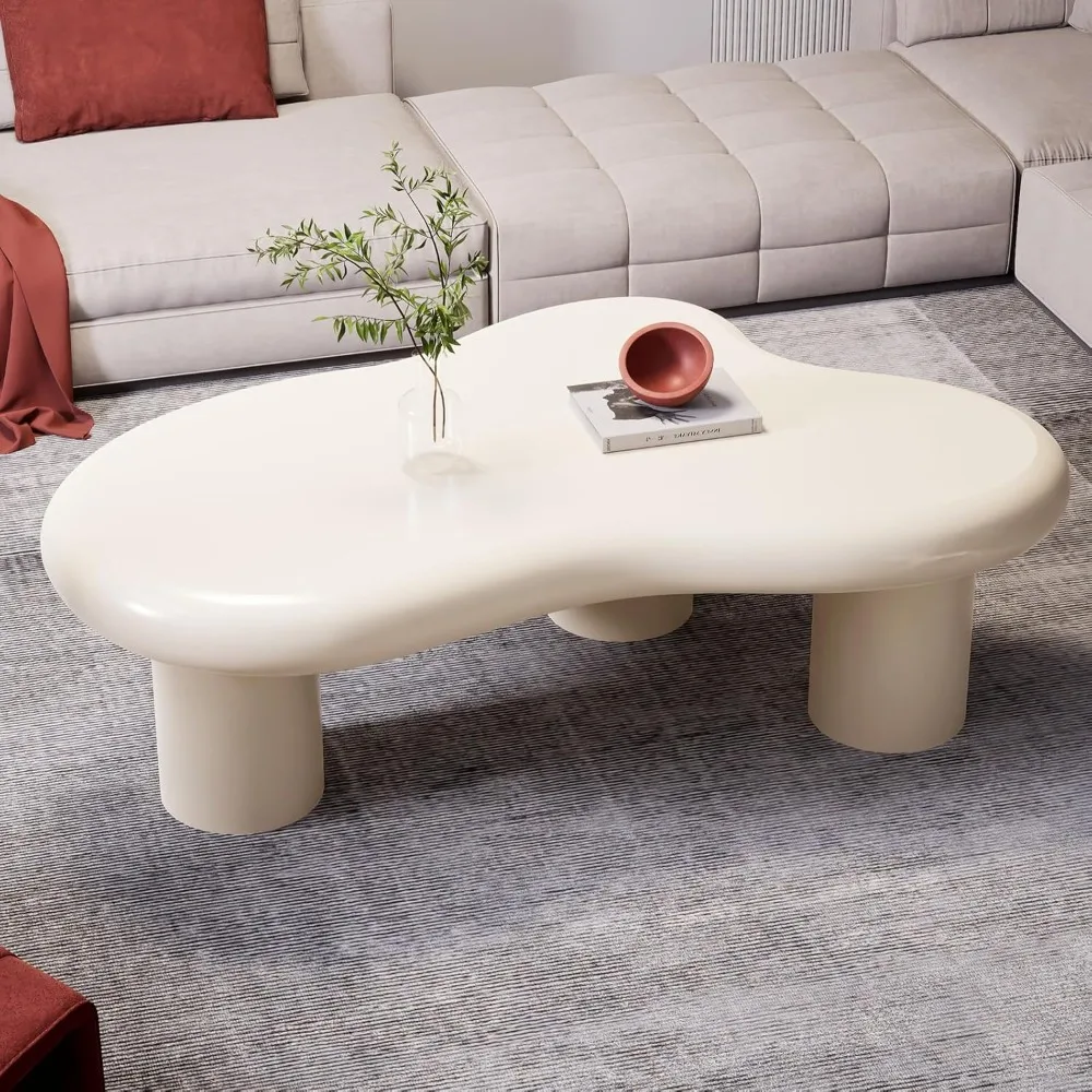 

Cloud Shaped Coffee Table, Irregular Dining Table, Cream Center Table for Kitchen, Living Room, Bar, Cloud Shape Modern Kitch