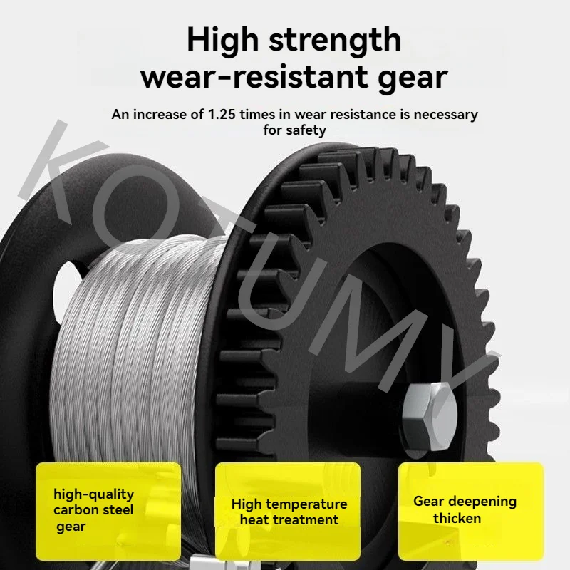Two-Way Ratchet Manual Operated Hand Crank Winch Hook Hardened Steel Gears for Mechanics Crank Strap Winch
