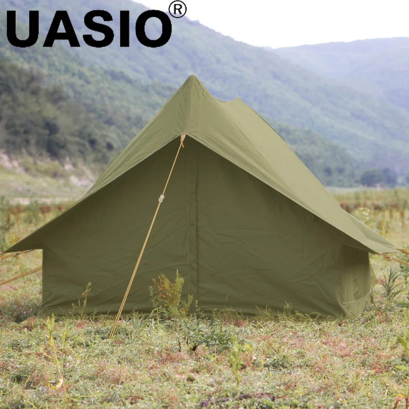 Outdoor Waterproof Hiking Traveling Camping Tent Cabin Ridge Tent Rain Proof Cabin Type A-shaped Oxford Cloth Vintage Green