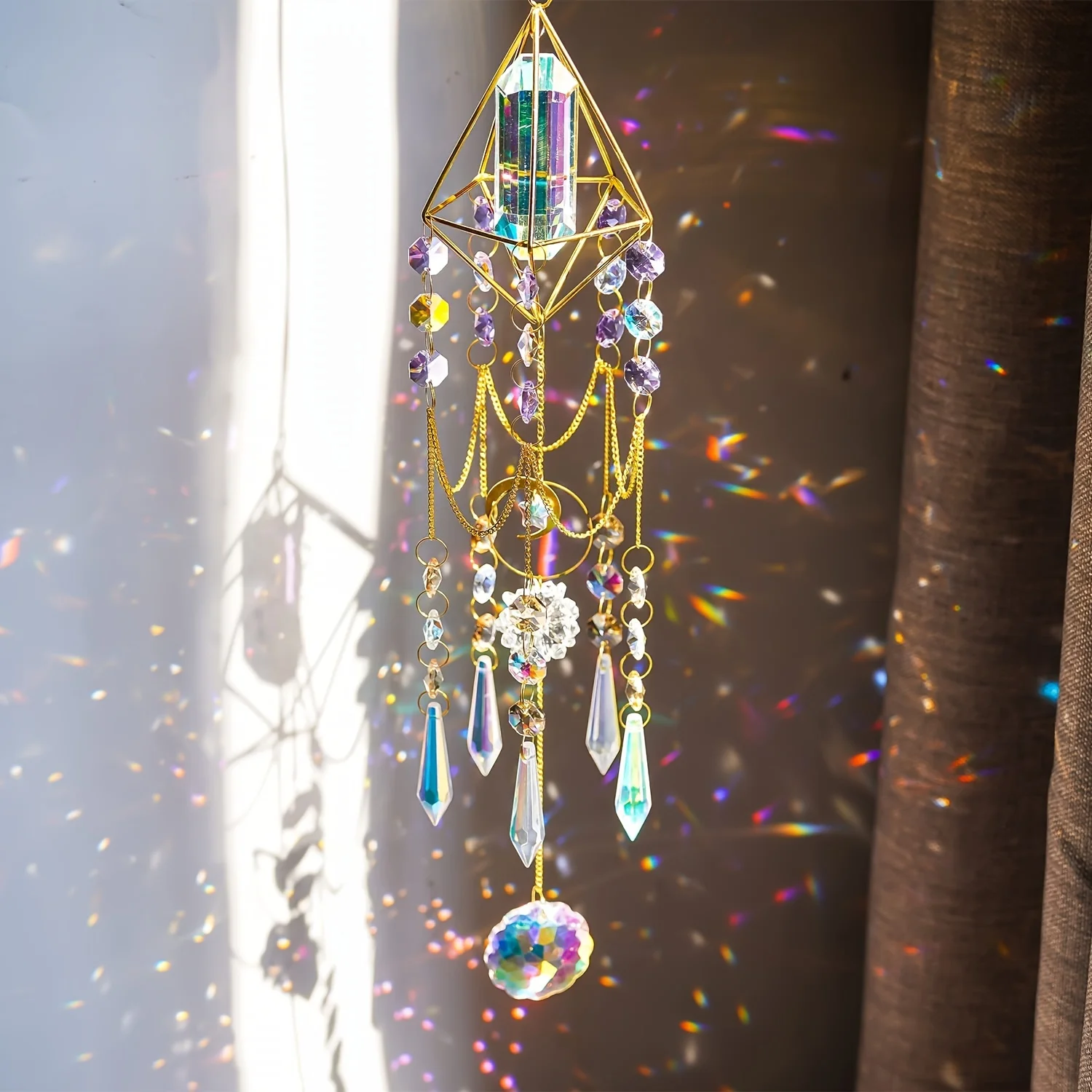 

1pc Crystal handmade wind chimes Crystal Prism Daylight Catcher Glass Prism window hanging pendant home garden porch decor