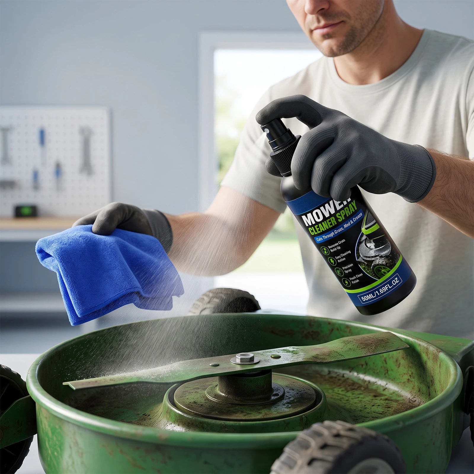 Mower Cleaning Spray 50ml Deck Degreaser Removes Grass Clippings Grease Protects Metal