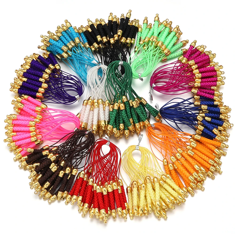 SAUVOO 10pcs/lot Multicolor Braided Lanyard Mobile Phone Chains Key Ring Chains For DIY handmade Bag Hang Rope Keychain