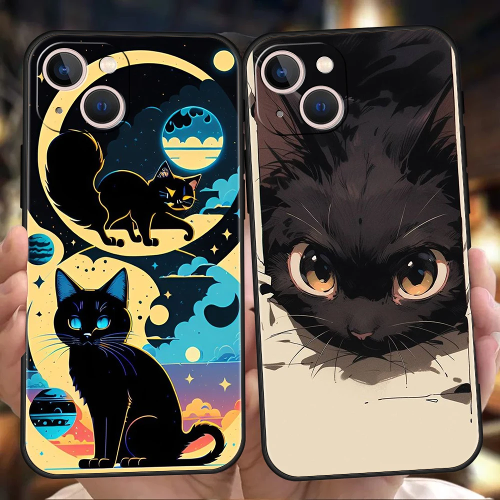 Cute Detection Cat Phone Case for iPhone 16 15 14 13 12 Pro Max 11 Pro Max 7 8 Plus XS XR Max Shockproof Soft Shell Capas Bag