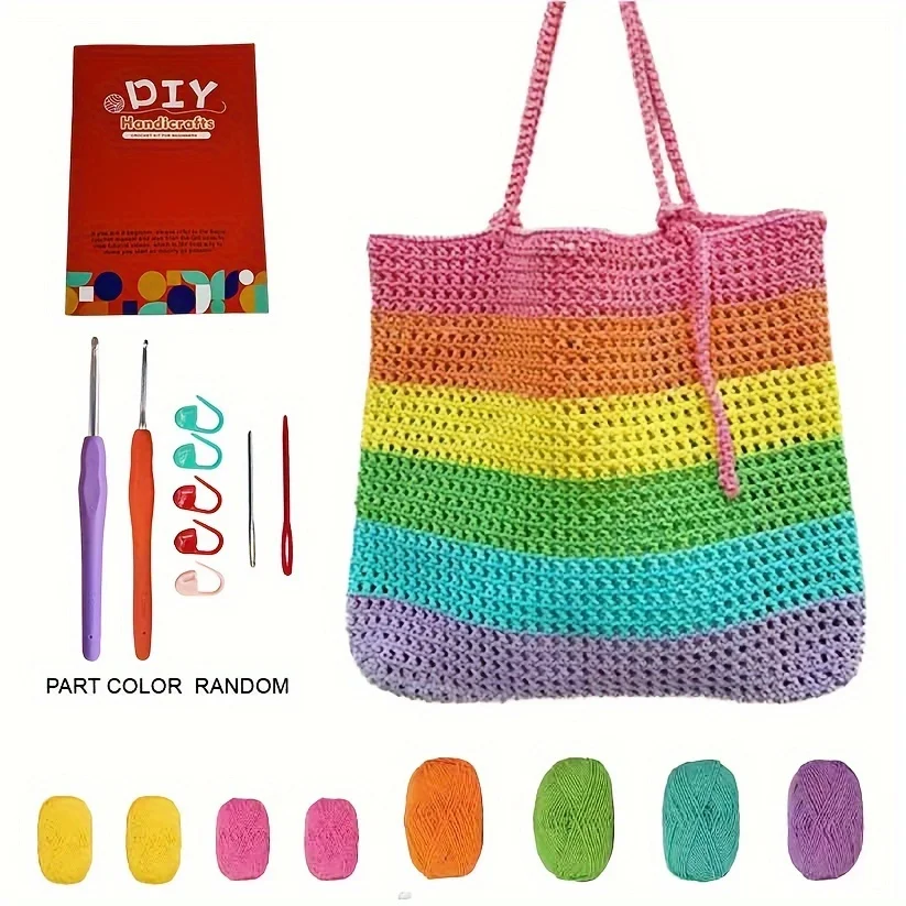 

Unfinished Backpack Design Knitting Needle Material Kit DIY Handmade Crochet Material Kit for Beginners