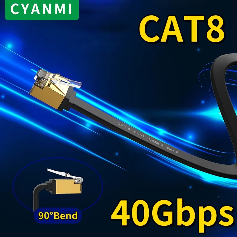 CYANMI Ethernet Cable CAT8 40Gbps CAT6 Ethernet Cable Network Lan for PC Modem Laptop PS 5 Router RJ45 Flat Cat 8 Ethernet Cable