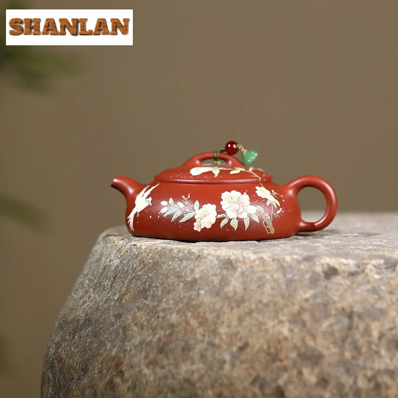 

170ml Retro Yixing Purple Clay Teapots Handmade Flowers And Birds Pot Raw Ore Dahongpao Mud Kettle With Filter Zisha Tea Set Cha
