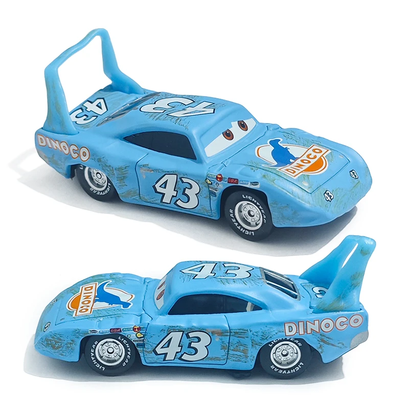 Modelo de coches de Disney Pixar, 43 Strip Weathers Dinoco Battle-Damaged Car King, juguetes para niños, regalos de cumpleaños de metal fundido a presión 1:55