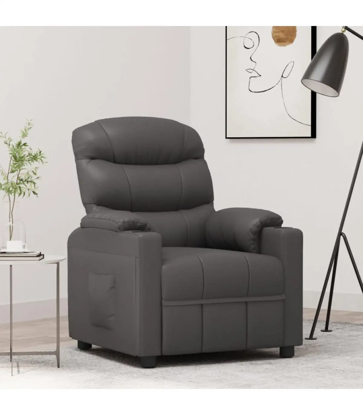 Gray synthetic leather recliner armchairs