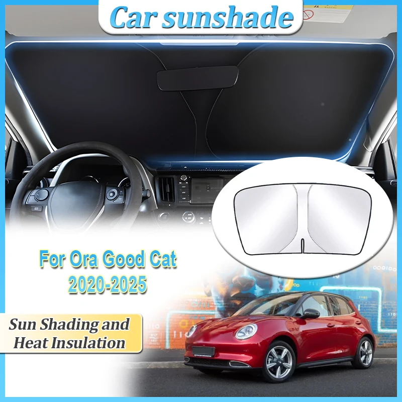 

Anti-UV For Ora Good Cat Funky GWM 03 2020 2021~2025 Car Covers Sun Protection Steel Ring Front Windshield Sunshade Accessories