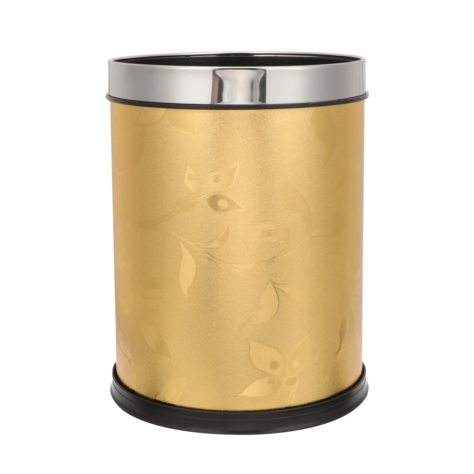 

Circular Trash Can Stainless Steel Plastic Garbage Bin for Bedroom Kitchen Bathroom Office Flower Shop Coffee Shop
