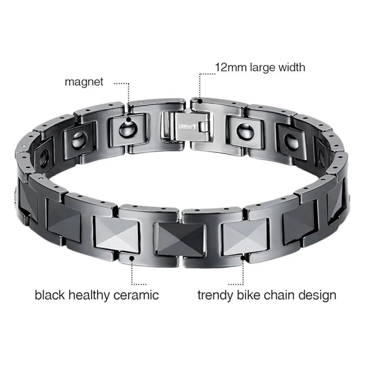 ARADOO Pyramid Black Ceramic Therapy Bracelet Germanium Antioxidant Anti-radiation Anti-fatigue Health Bracelet