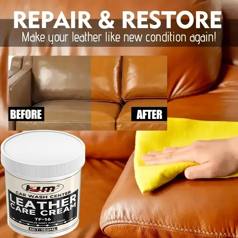

NEW Leather Care Cream 150ML - Universal Restorer for Car Interior, Furniture, Shoes, Anti-Aging & Moisturizing Conditioner