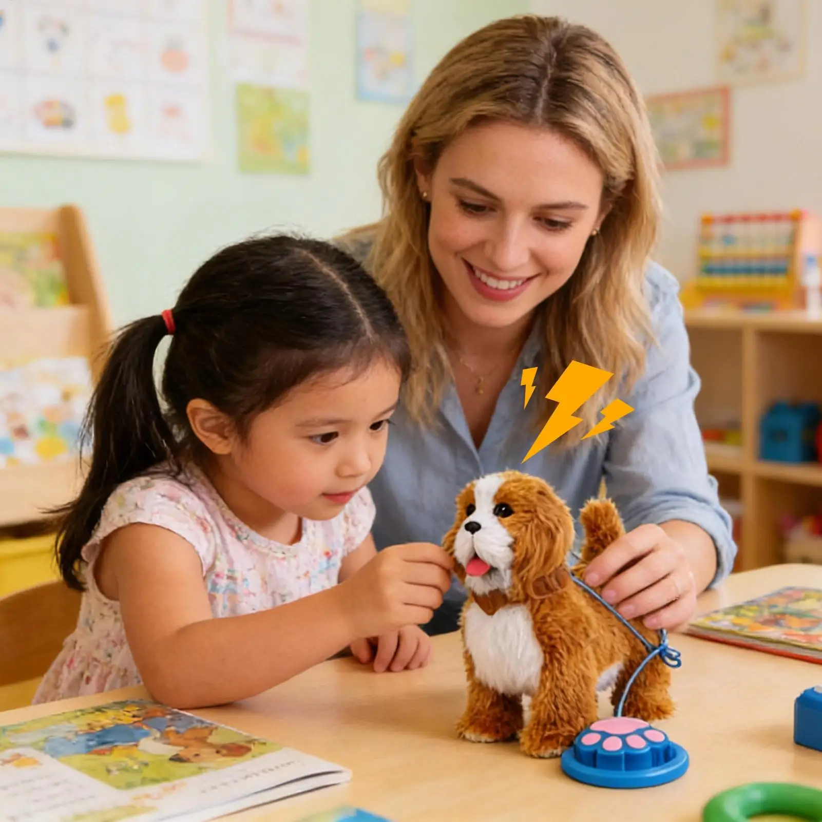 Giocattolo Interattivo Cucciolo di Cane in Peluche, Cane Robot Elettronico che Cammina, Abbaia e Scodinzola, Realistico Cucciolo Robot, Giocattolo Morbido e Carino per Bambini