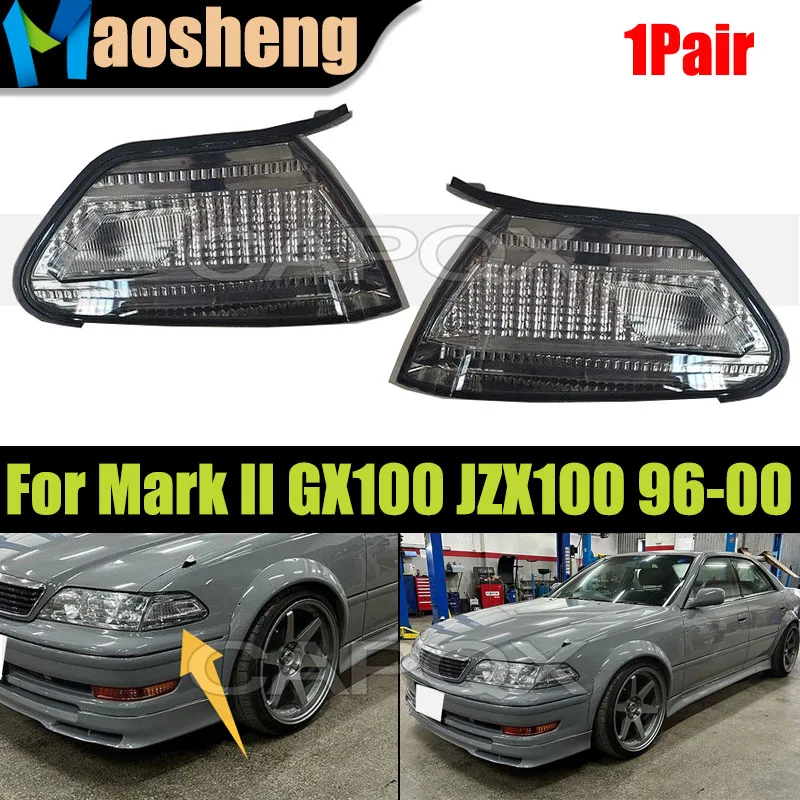 

1Pair Smoked Black Front Bumper Corner Light For Toyota Mark II GX100 JZX100 1996-2000 Corner Light Turn Signal Lamp