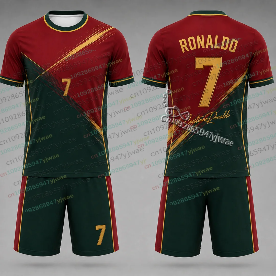 26/27 Sonderedition Kinder-T-Shirt-Set 2-teiliges Set Ronaldo Nr. 7 Fan-Fußballtrikot T-Shirt-Shorts-Set Damen Herren Trainingsanzug 2-teilig – Detail 9