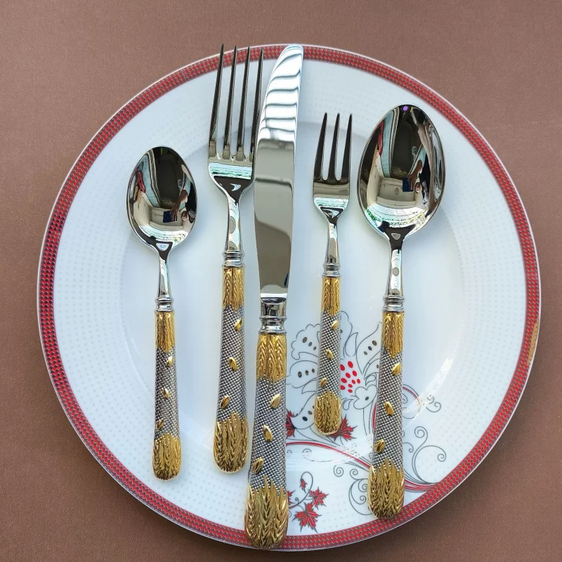 304Stainless steel wheat stalk handle high-end Western restaurant hotel steak knife and fork, extra thick cutlery