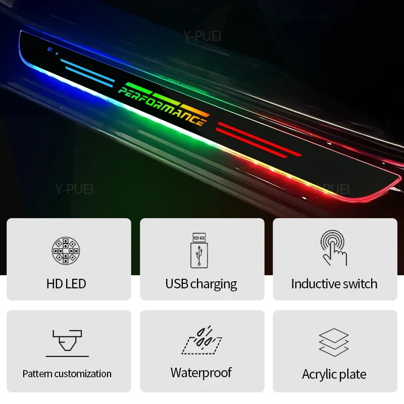 Lampu Logo lampu ambang pintu mobil LED kustom Pedal pelat lecet mobil untuk BMW1 2 3 4 5 7 Series X1 X3 X4 X5 X6