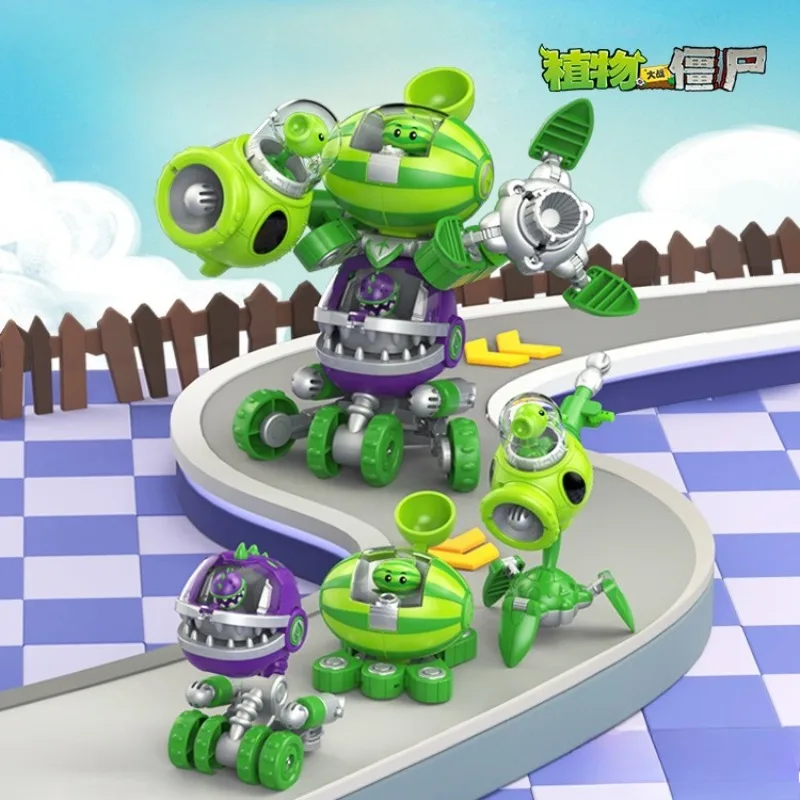 

Plants Vs. Zombies 3-In-1 Set Watermelon Pea Pitcher Big Mouth Flower Car Boy Transformation Toys PVC Action Figure Model Gift