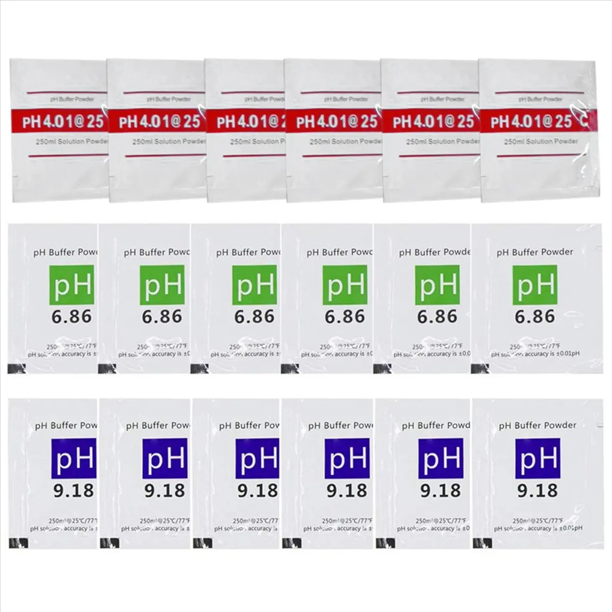 DT38 18 Pack PH Meter Buffer Solution Powder 6.86/4.00/9.18, PH Calibration Solution Packets for Precise PH Meter