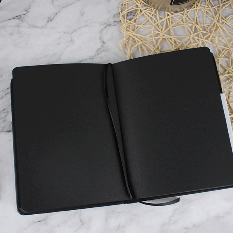 A5 Creative Hardcover Notebook,Planetary Series Cover All Black Cardboard 96sheets/Book,Writing Diary Office Study Note Supplies