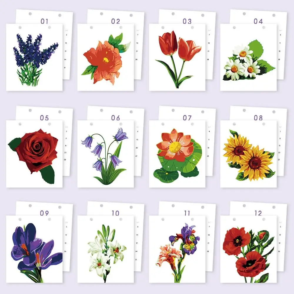 

2026 Edition Desk Calendar Handmade Hand Drawn Standing Flip Calendar Commemorative 12 Month Table Planner Family and Friend