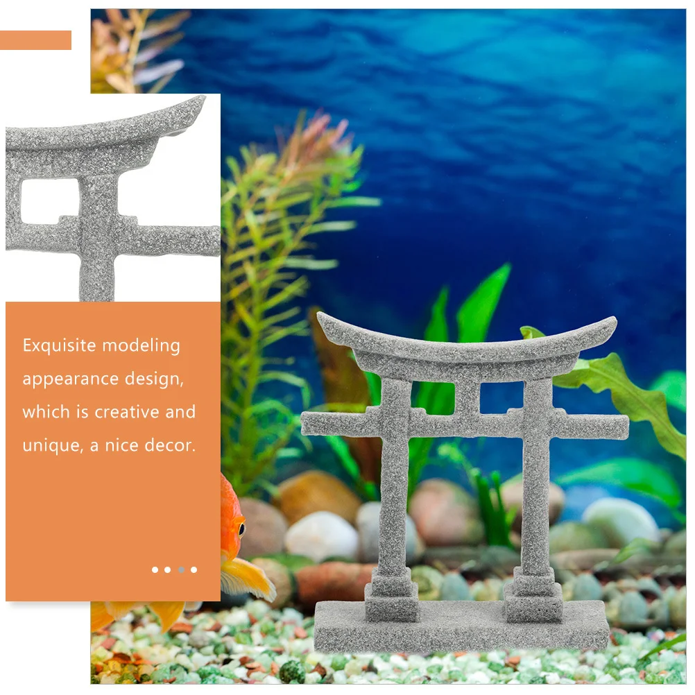 

2Pcs Torii Gate Aquarium Decor Stone Sculpture Creative Fish Tank Ornament Micro Landscape Garden Simulation Decoration