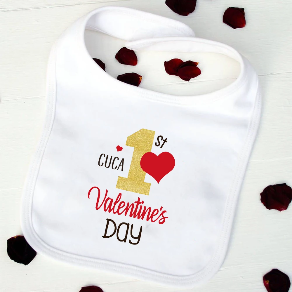 Personalised My First Valentines 2024 Baby Bib Valentine's Day Gift Baby Girls Boys 1st Valentines Bib Baby Shower Gift