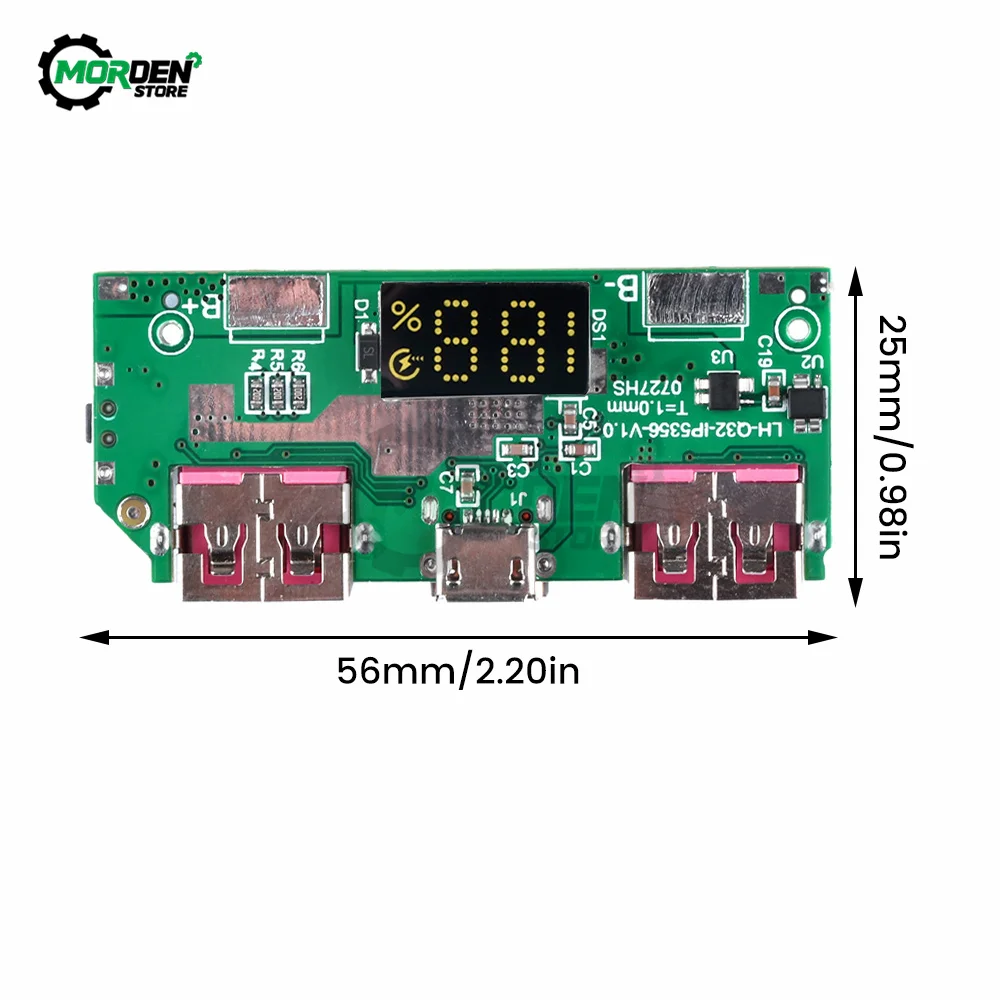 Cyfrowy wyświetlacz 5V 3A z baterią litową, szybki moduł ładowarki TYPE-C zasilacz Micro USB QC3.0 2.0 PD3.0 PD2.0/AFC/FCP